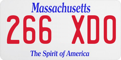 MA license plate 266XD0