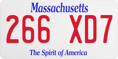 MA license plate 266XD7