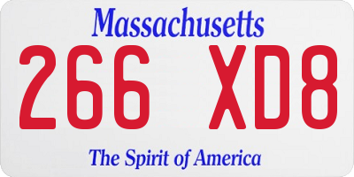 MA license plate 266XD8