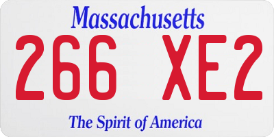 MA license plate 266XE2