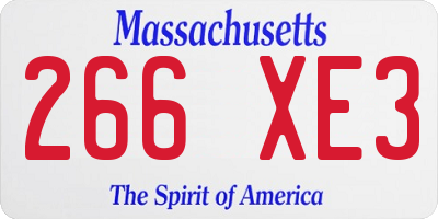 MA license plate 266XE3