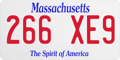 MA license plate 266XE9