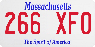MA license plate 266XF0