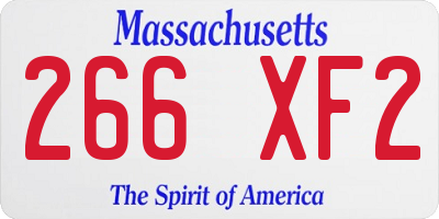 MA license plate 266XF2