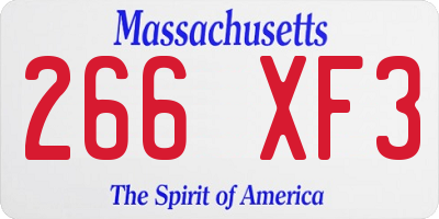 MA license plate 266XF3