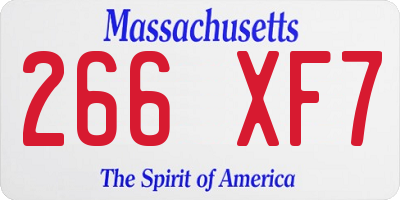 MA license plate 266XF7