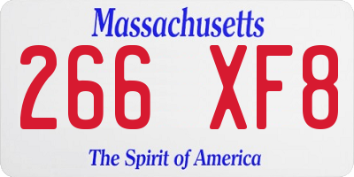 MA license plate 266XF8