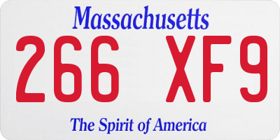 MA license plate 266XF9