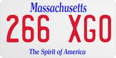 MA license plate 266XG0