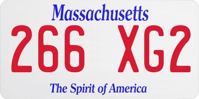 MA license plate 266XG2