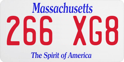 MA license plate 266XG8