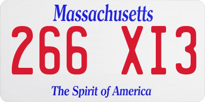 MA license plate 266XI3