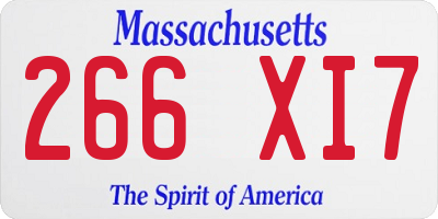 MA license plate 266XI7