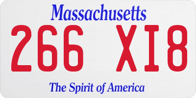 MA license plate 266XI8