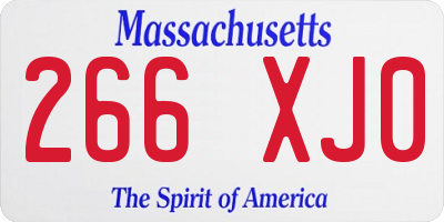 MA license plate 266XJ0