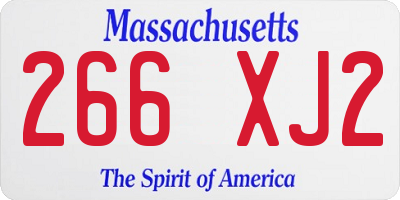 MA license plate 266XJ2