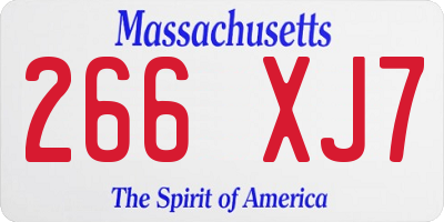 MA license plate 266XJ7