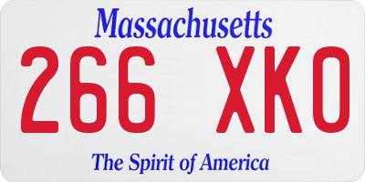 MA license plate 266XK0