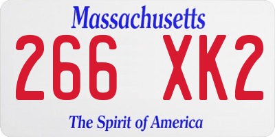 MA license plate 266XK2