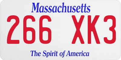 MA license plate 266XK3
