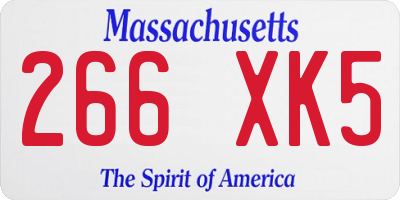 MA license plate 266XK5