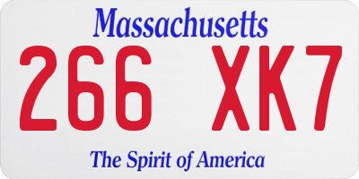 MA license plate 266XK7