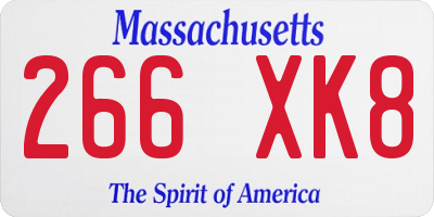 MA license plate 266XK8