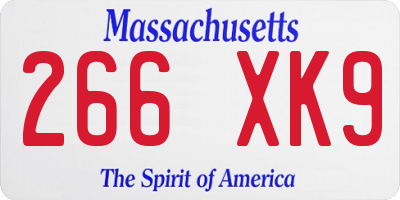 MA license plate 266XK9