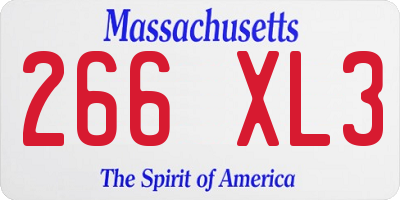 MA license plate 266XL3