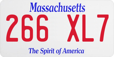 MA license plate 266XL7