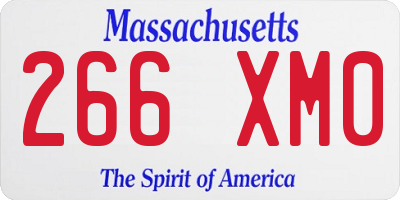 MA license plate 266XM0