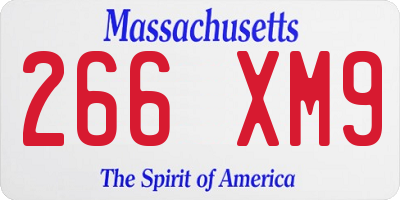 MA license plate 266XM9