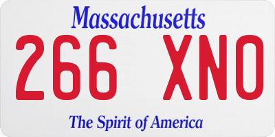 MA license plate 266XN0