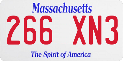 MA license plate 266XN3