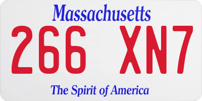 MA license plate 266XN7