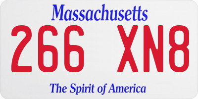 MA license plate 266XN8