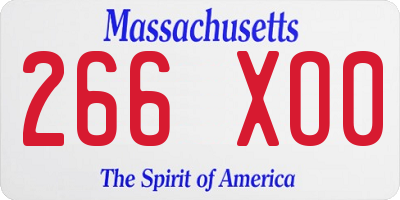 MA license plate 266XO0