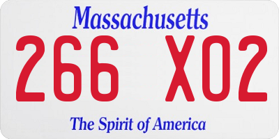 MA license plate 266XO2