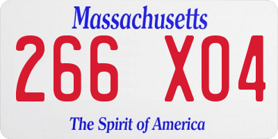 MA license plate 266XO4
