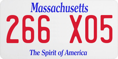 MA license plate 266XO5