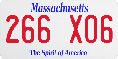 MA license plate 266XO6
