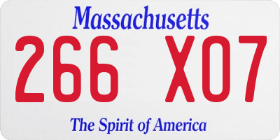 MA license plate 266XO7