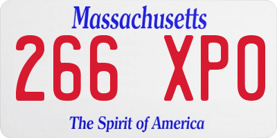 MA license plate 266XP0