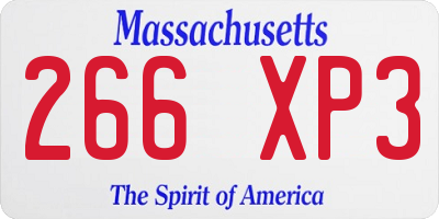 MA license plate 266XP3
