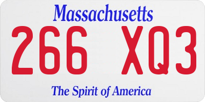 MA license plate 266XQ3