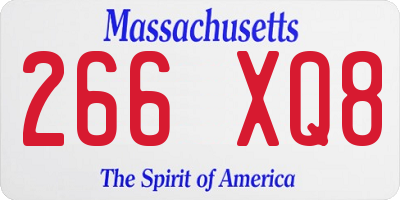 MA license plate 266XQ8