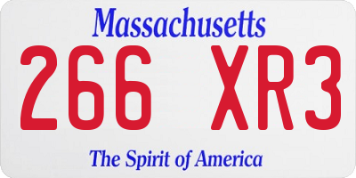 MA license plate 266XR3