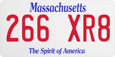 MA license plate 266XR8