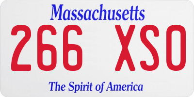 MA license plate 266XS0