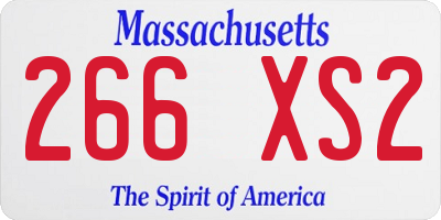 MA license plate 266XS2